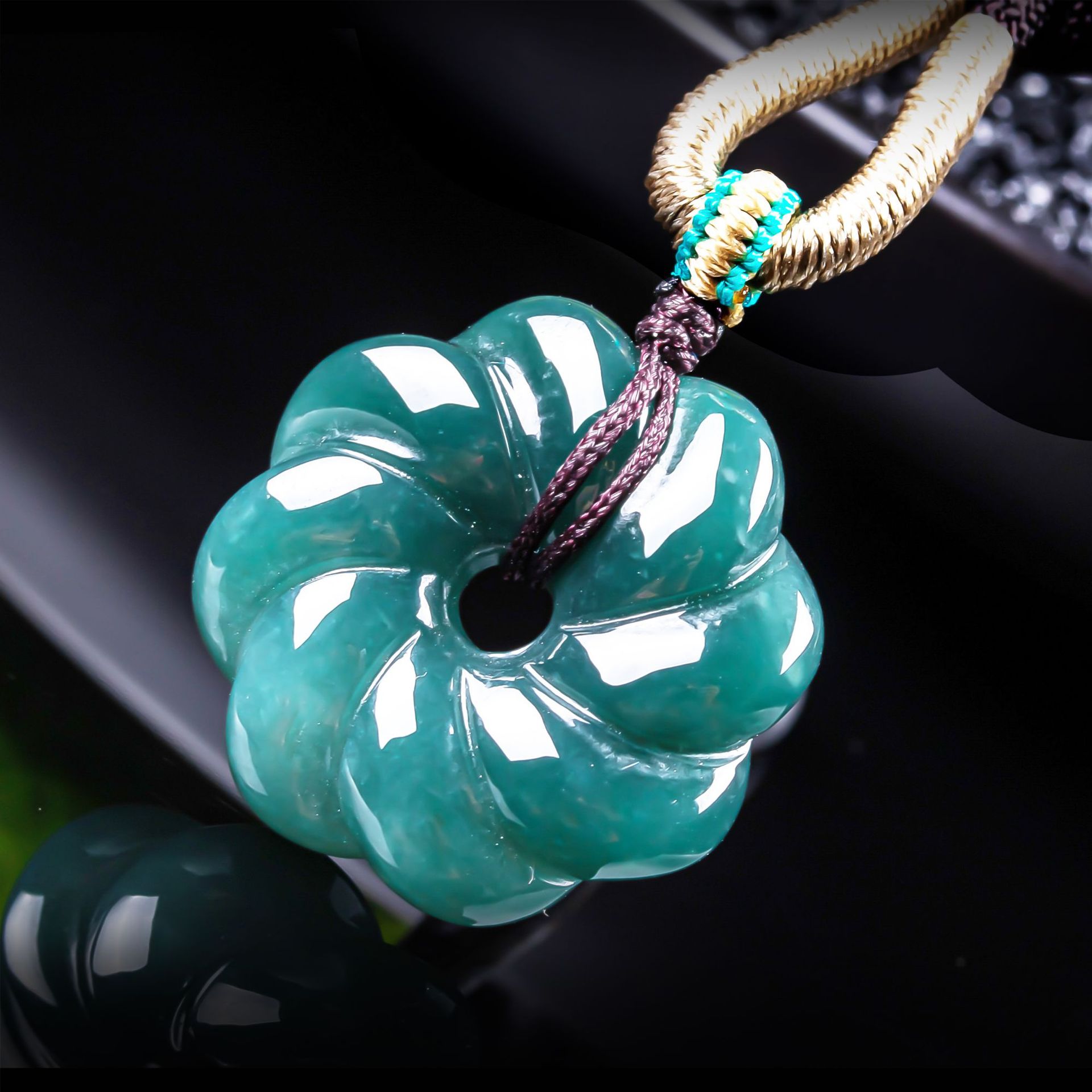 Necklaces - 천연 버마산 비취 꽃 모양 펜던트
