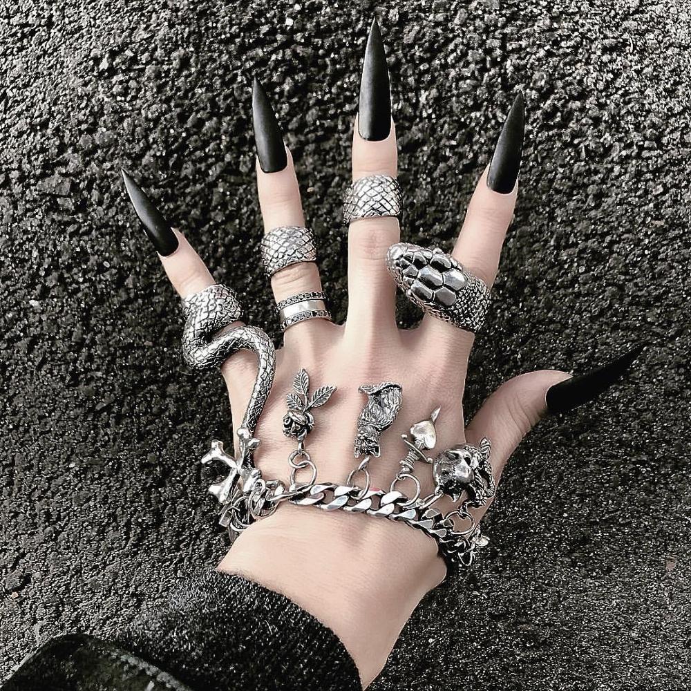 Vintage Punk Knuckle Rings Set - 2018 새로운 개/대 여성 빈티지 금속