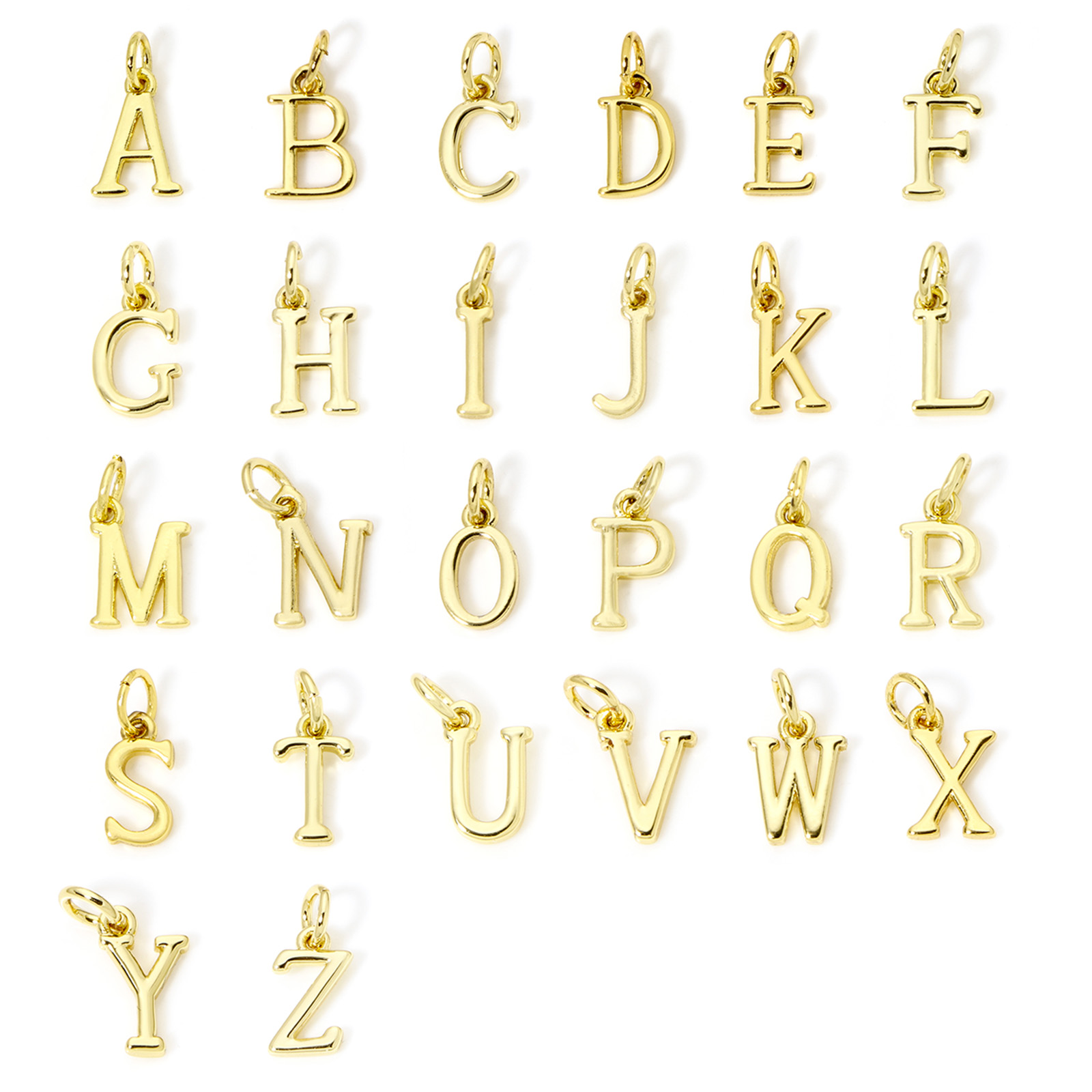 Initial Letter Necklace 18K Gold - 5 조각 황동 매력 18K 골드