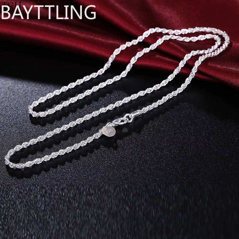 925 Sterling Silver Chain Necklace Men - 40-60cm 도매 925 스털링 실버 로프