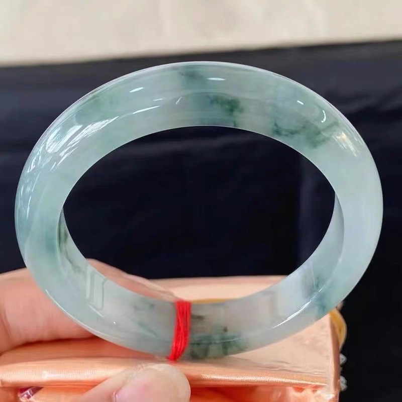 Bracelets - 푸른 꽃무늬가 있는 미얀마 비취석, 라오엥