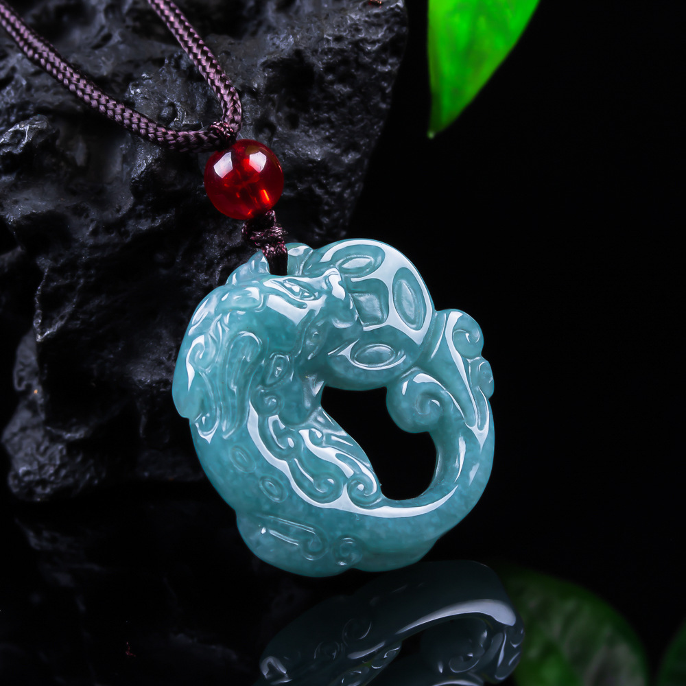 Necklaces - 버마산 비취석 픽시우 펜던트 진짜 옥