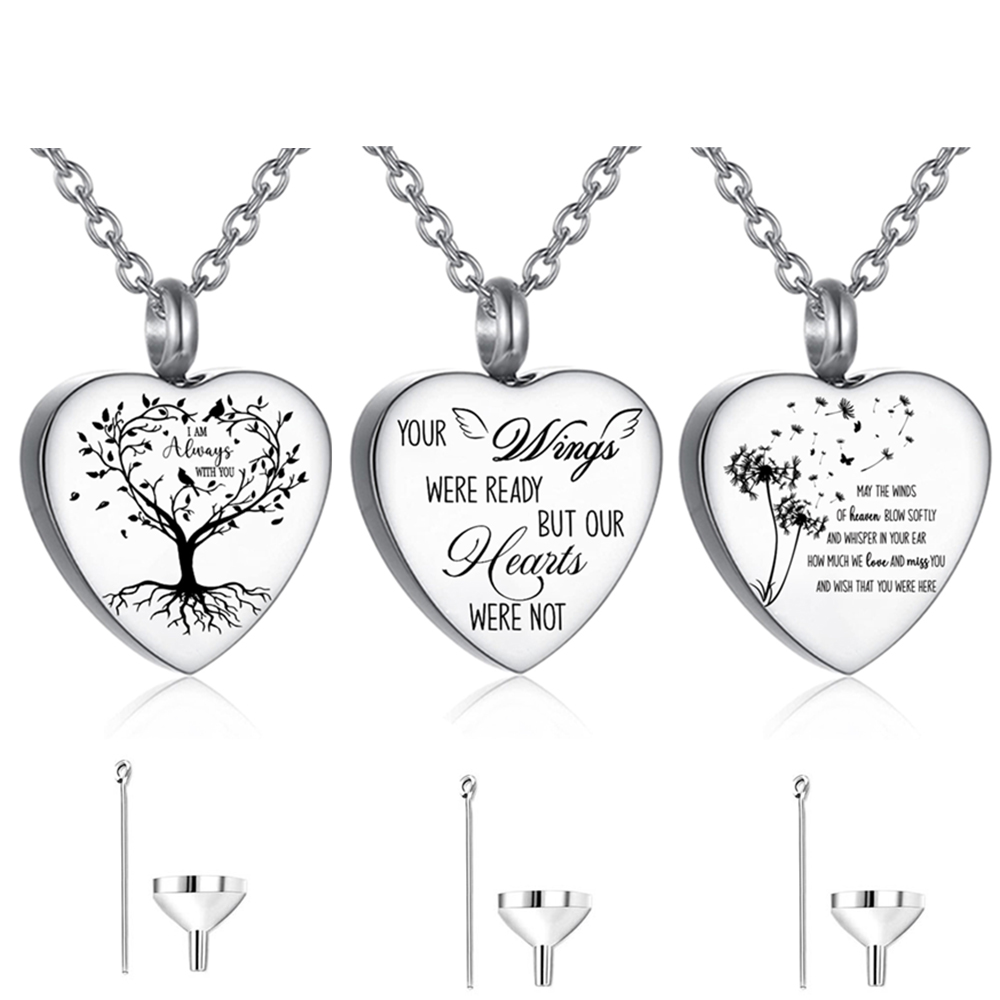 Heart Locket Necklace Photo - 3가지 스타일의 스테인리스 스틸 유골 목걸이,