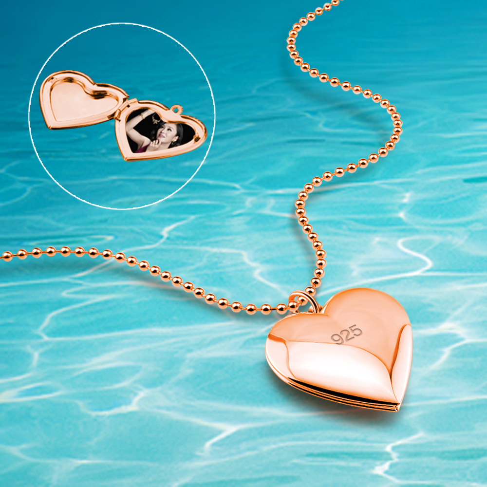 Heart Locket Necklace Photo - 영원한 사랑 하트 초커 925 스털링