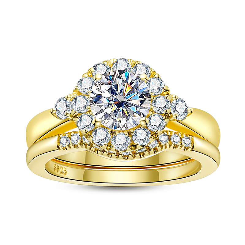 Moissanite Engagement Ring 1 Carat - 여성용 약혼 반지 세트, 925 스털링