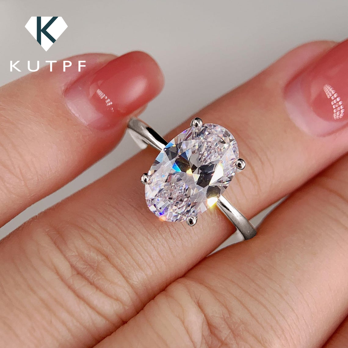 Moissanite Engagement Ring 1 Carat - 여성을 위한 1/2/3 캐럿 오벌 컷
