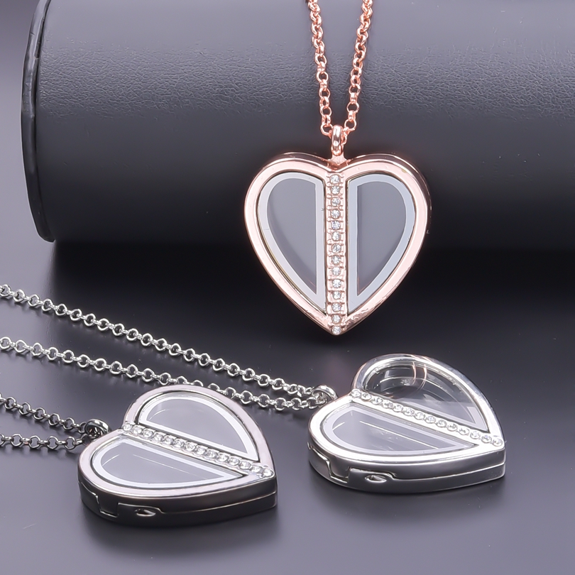 Heart Locket Necklace Photo - 자석 하트 로켓 목걸이, 여성 남성