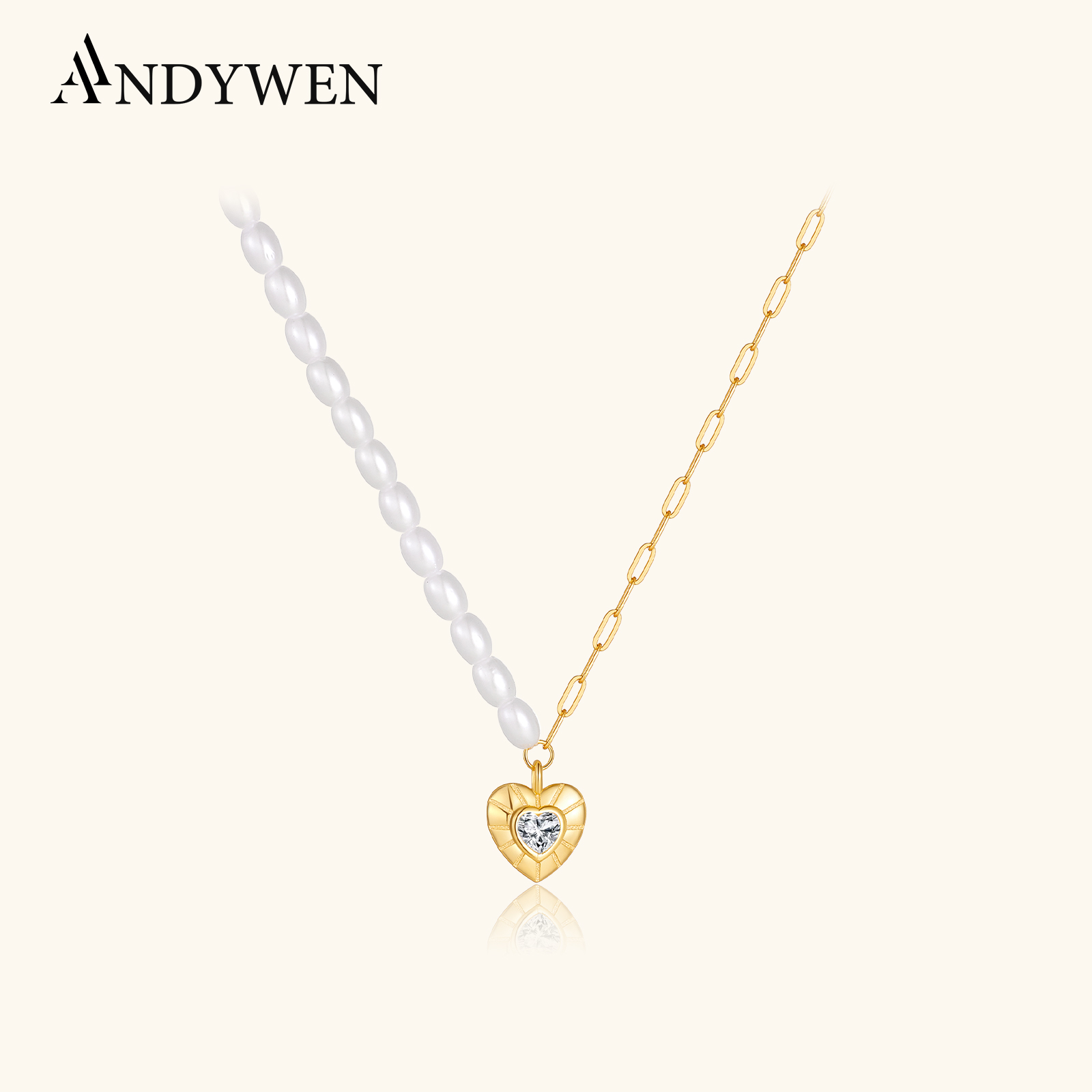 Pearl Choker Necklace Vintage - ANDYWEN 925 스털링 실버 비대칭 진주