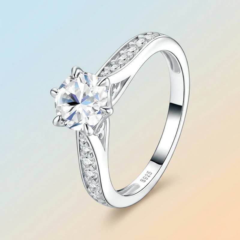 Moissanite Engagement Ring 1 Carat - Apaison 럭셔리 D 컬러 1 캐럿