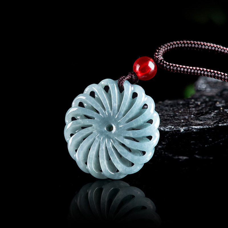 Necklaces - 버마산 비취 꽃 펜던트 목걸이 스톤
