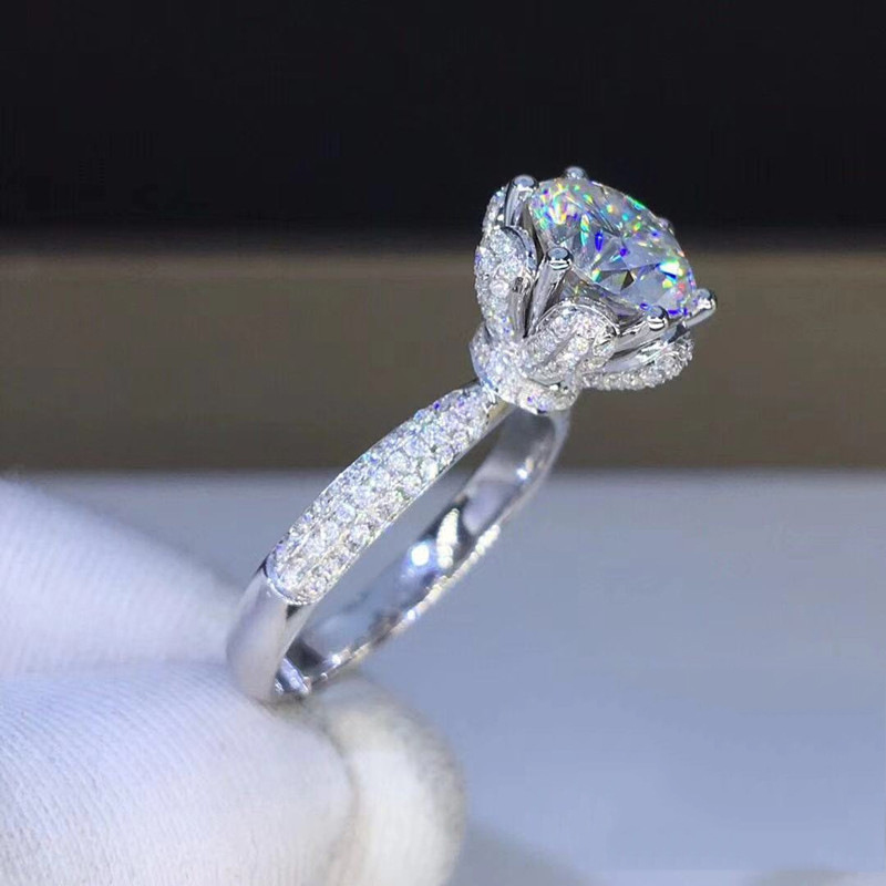 Moissanite Engagement Ring 1 Carat - 모거나이트 반지 VVS1 등급 실험실에서 재배한