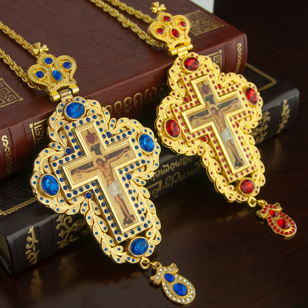 Cross Pendant Necklace Gold - HTISOK 정교회 주교 십자가 펜던트 아연