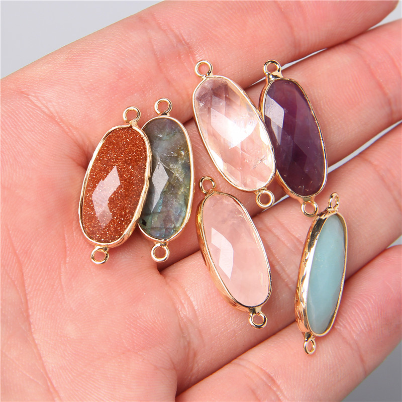 Crystal Pendant Necklace Natural Stone - 2pcs 10X26mm 자연 더블 루프 크리스탈