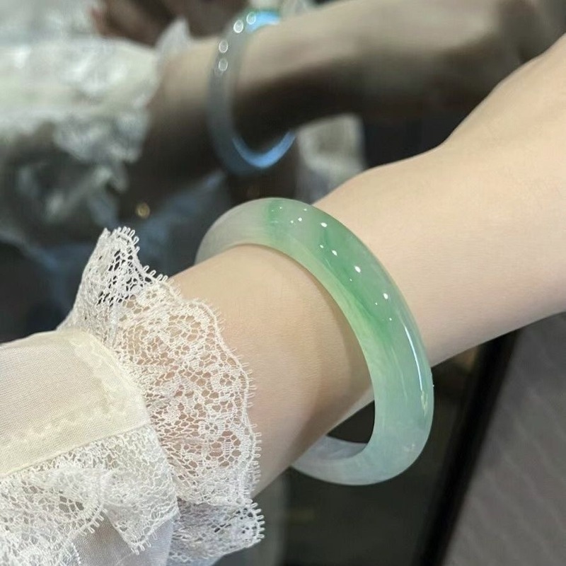 Bracelets - 미얀마 천연 얼음옥 꽃무늬, 빈티지 여성용