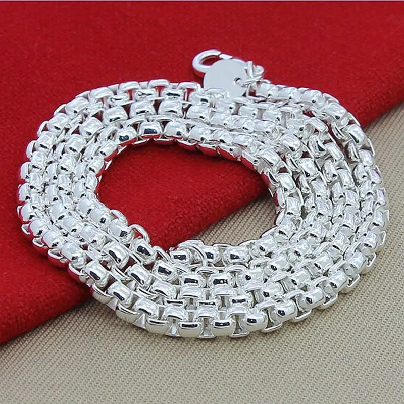 925 Sterling Silver Chain Necklace Men - 45-60cm 925 스털링 실버 목걸이 라운드