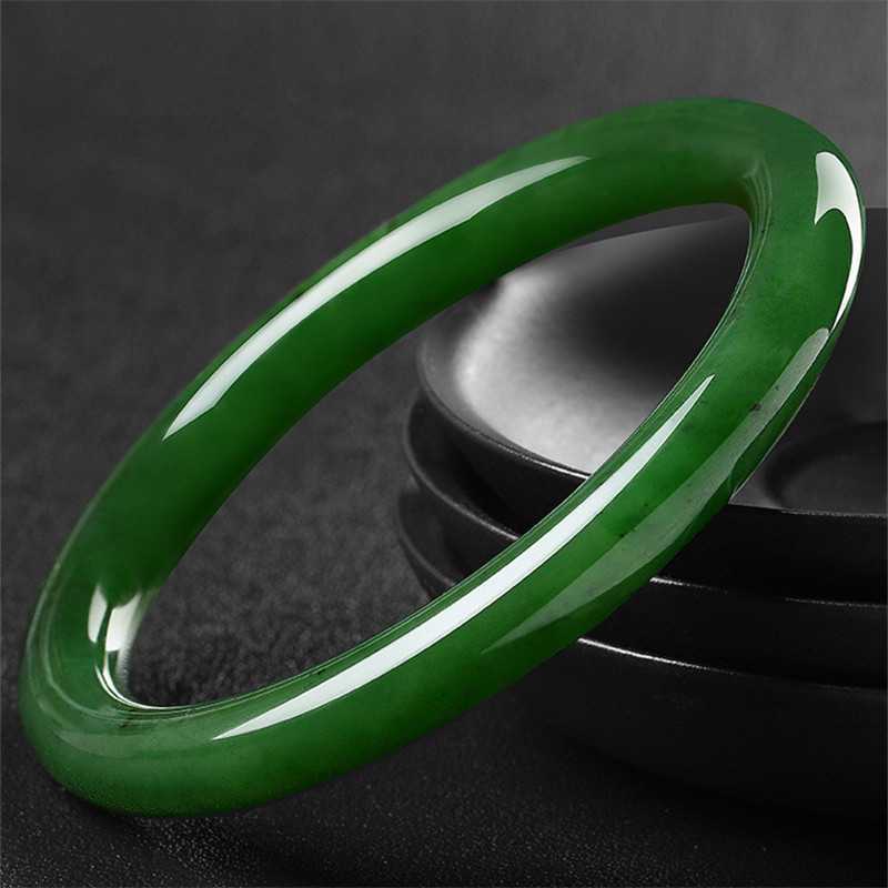 Bracelets - 자스퍼 신장 얇은 스트립 시금치 그린