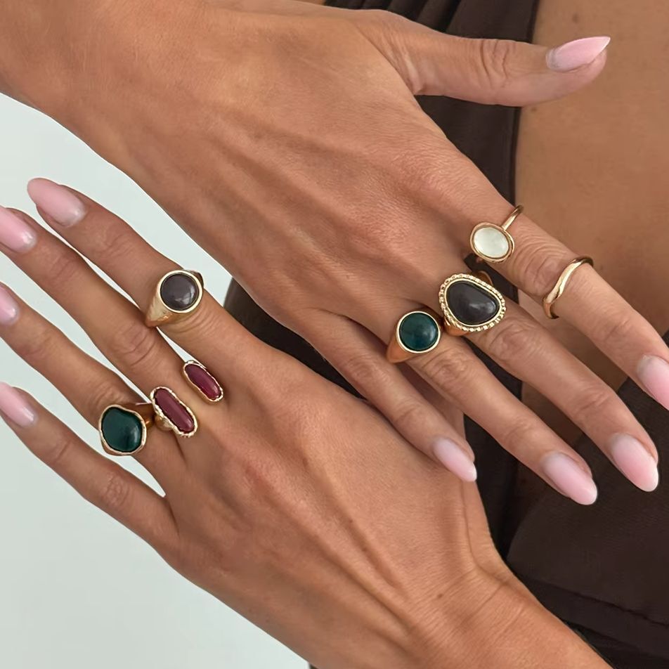Vintage Punk Knuckle Rings Set - IngeSight.Z 7개 세트 펑크 트렌드 컬러풀