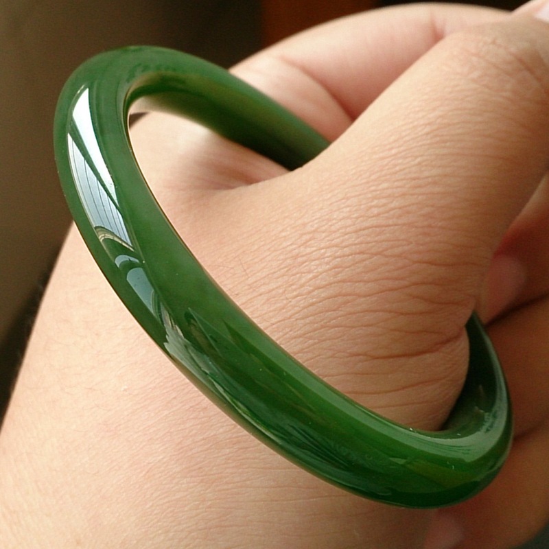 Bracelets - 신장 호탄, 얇은, 오래된 광산의 시금치색