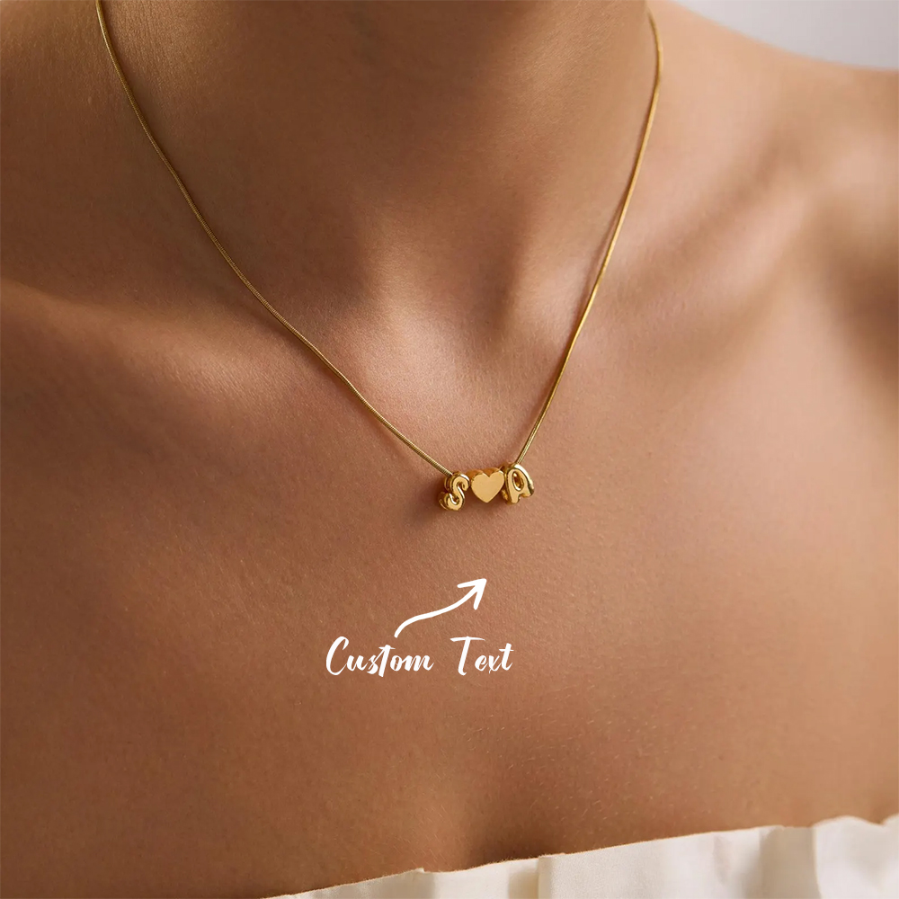 Custom Name Necklace Stainless Steel - 맞춤형 이니셜 이름 3D 버블 하트