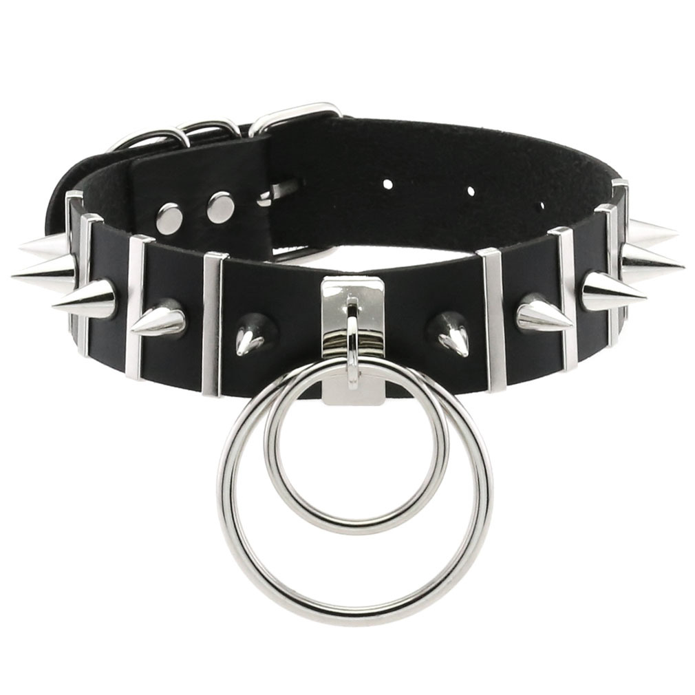 Goth Punk Spike Choker - 큰 스파이크 초커 가죽 목걸이 여성을위한