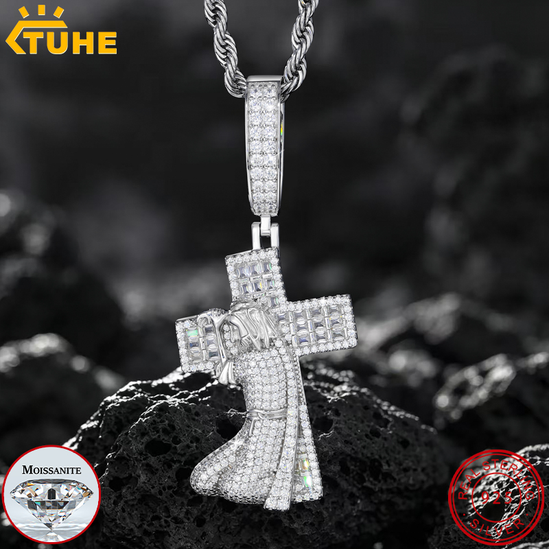 925 Sterling Silver Chain Necklace Men - TUHE 새 예수 십자가 925 실버
