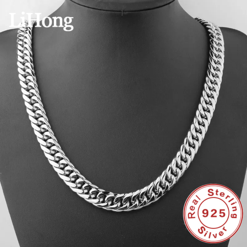 Cuban Link Chain 12Mm - 925 스털링 실버 45-60cm 10mm 쿠바