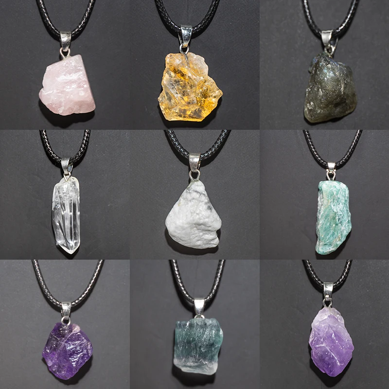 Crystal Pendant Necklace Natural Stone - 천연 자수정 꽃 목걸이 Reiki 치유