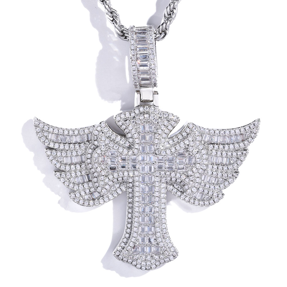 Cross Pendant Necklace Gold - 남성용 CZ 목걸이, 체인 포함 참