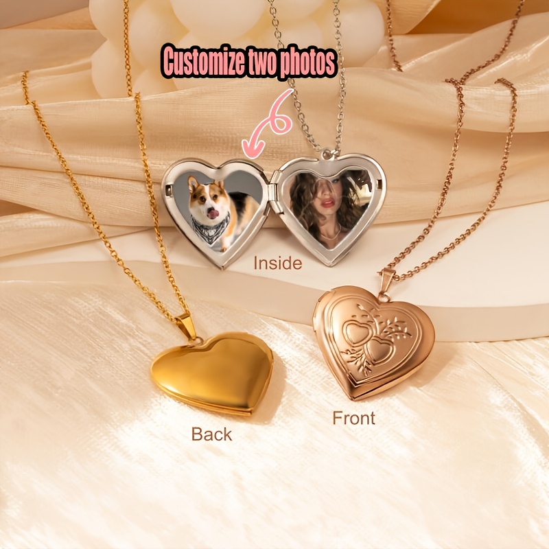 Heart Locket Necklace Photo - 맞춤형 1/2 사진 목걸이 하트 모양
