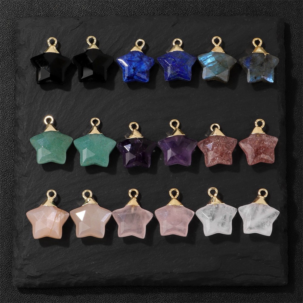 Crystal Pendant Necklace Natural Stone - 별 모양 돌 펜던트, 천연 석영