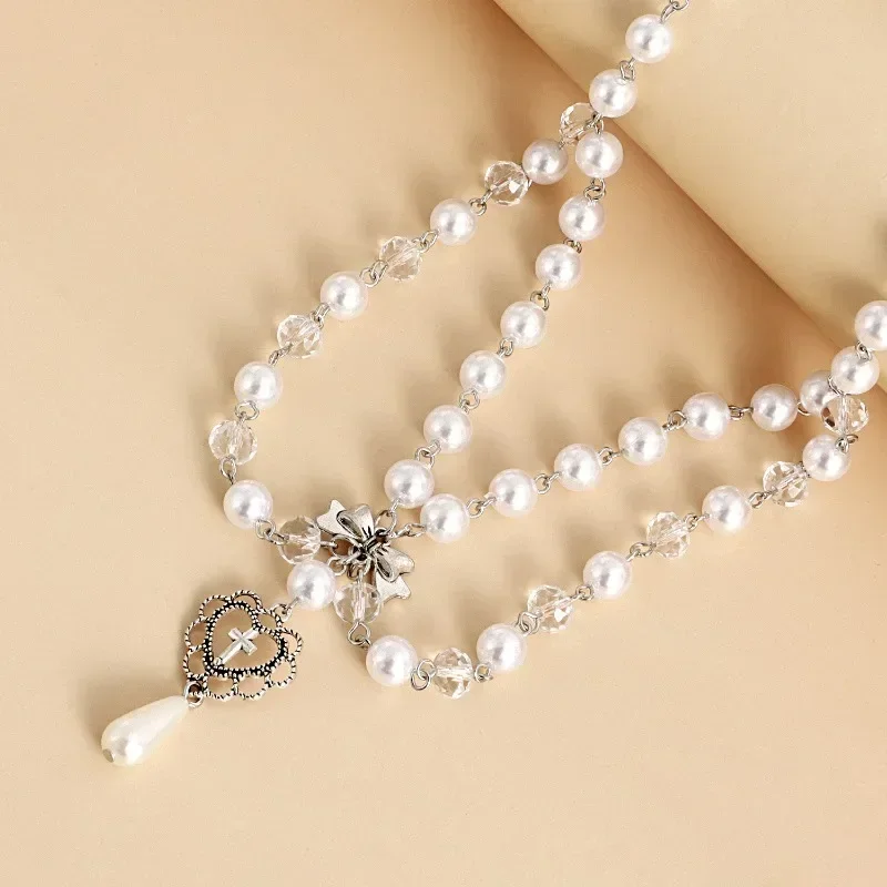 펑크 십자가 펜던트 목걸이 고딕 십자가 계층화 된 체인 - Pearl Choker Necklace Vintage 리뷰 및 가격
