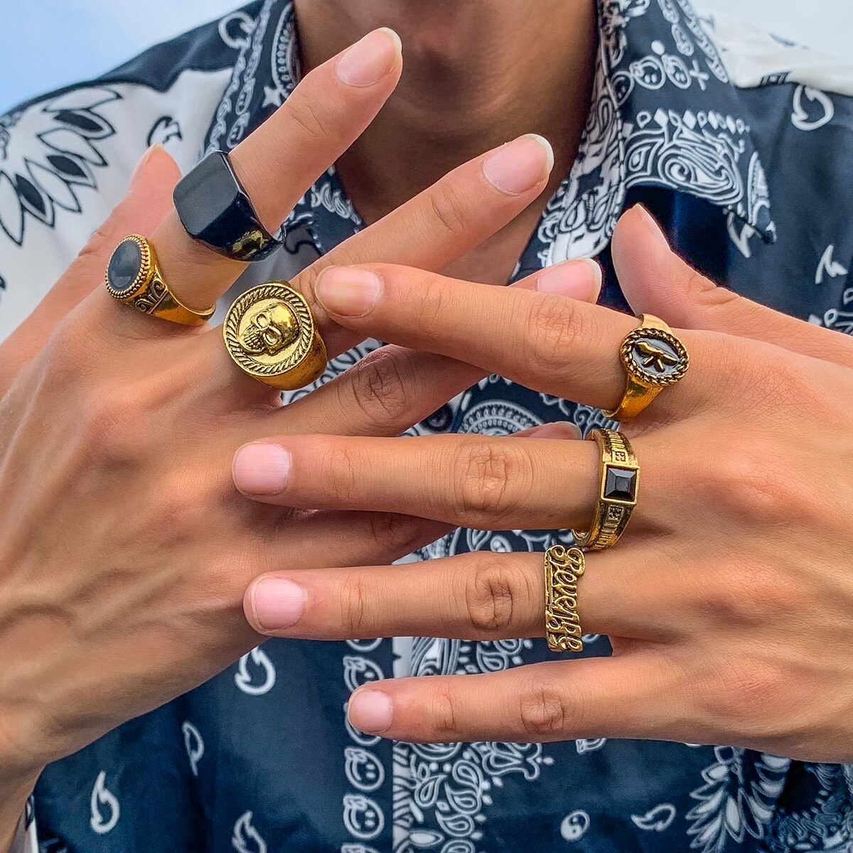 6 Pcs/세트 Goth 빈티지 스켈레톤 골동품 실버  - Vintage Punk Knuckle Rings Set 리뷰 및 가격