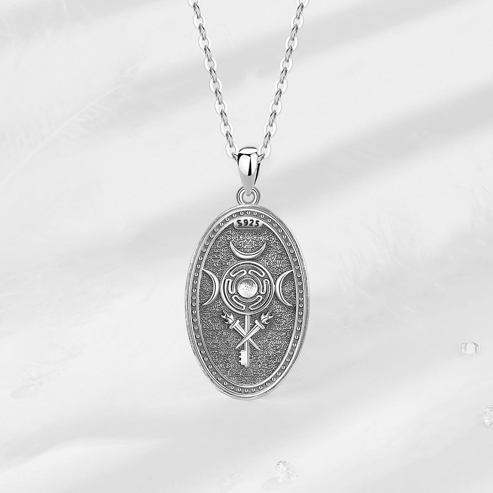 Eudora 925 스털링 실버 트리플 문 여신 목걸이 - 925 Sterling Silver Chain Necklace Men 리뷰 및 가격
