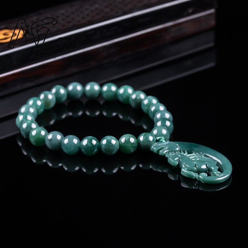 천연 비취 블루 워터 조디악 말 비즈 핸드 니팅 팔찌  - Bracelets 리뷰 및 가격
