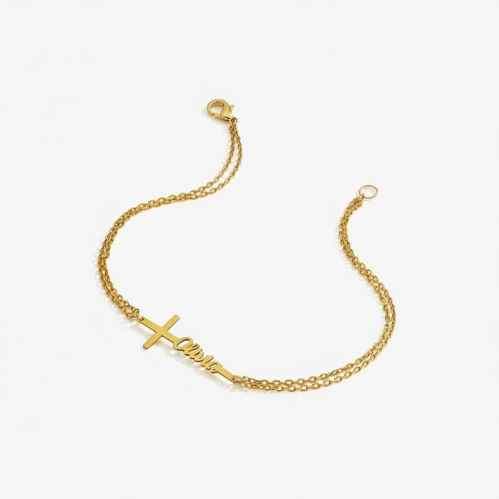맞춤 세례 이름 팔찌 개인 맞춤 스테인리스 스틸 18K - Cross Pendant Necklace Gold 리뷰 및 가격