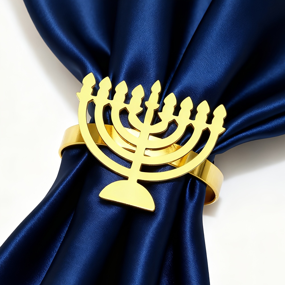 6Pcs Hanukkah Menorah 냅킨 링 골드  - Rings 리뷰 및 가격