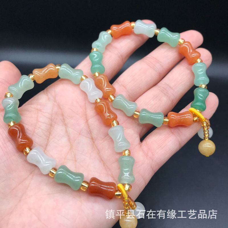 천연 아벤츄린 대나무, 골든 실크, 삼색 옥 행운 구슬 - Bracelets 리뷰 및 가격