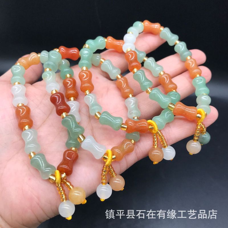 천연 아벤츄린 대나무, 골든 실크, 삼색 옥 행운 구슬 - Bracelets 리뷰 및 가격