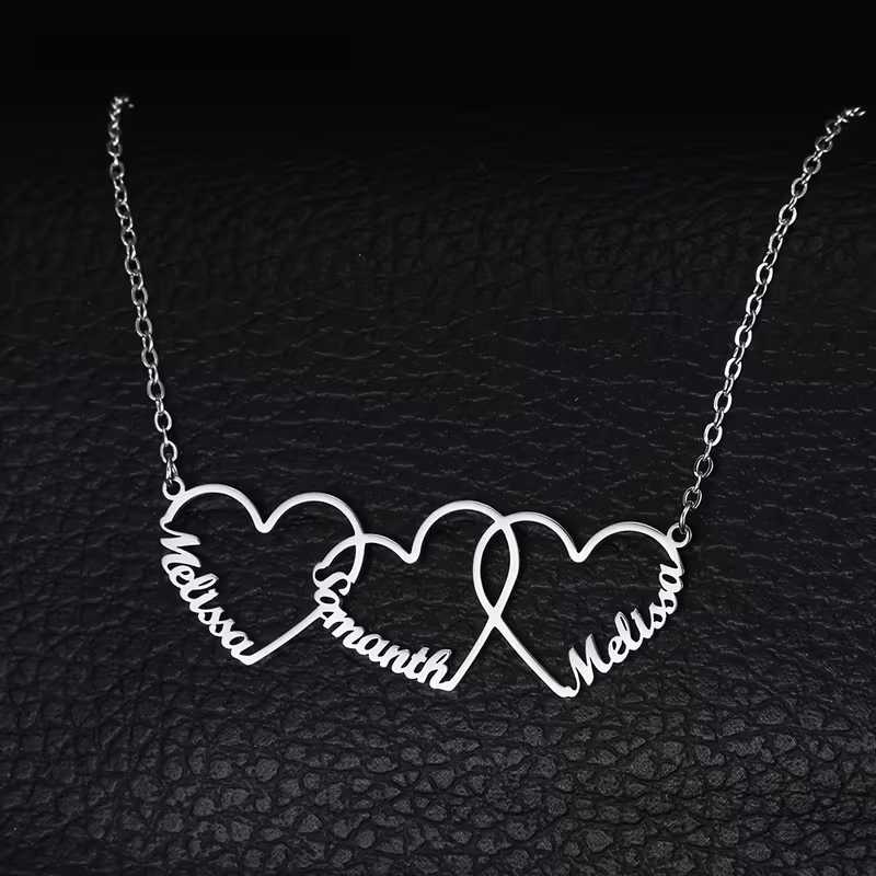 맞춤형 인터로킹 하트 네임 목걸이, 개인 맞춤 1/2/ - Custom Name Necklace Stainless Steel 리뷰 및 가격
