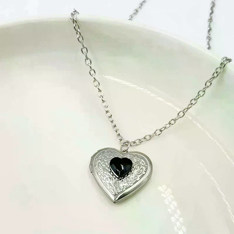 패션 바로크 빈티지 하트 모양 사진 상자 펜던트 목걸이 - Heart Locket Necklace Photo 리뷰 및 가격