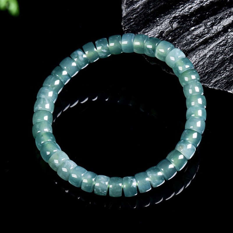 천연 A급 비취 블루 워터 올드 스타일 배럴, 아이스  - Bracelets 리뷰 및 가격
