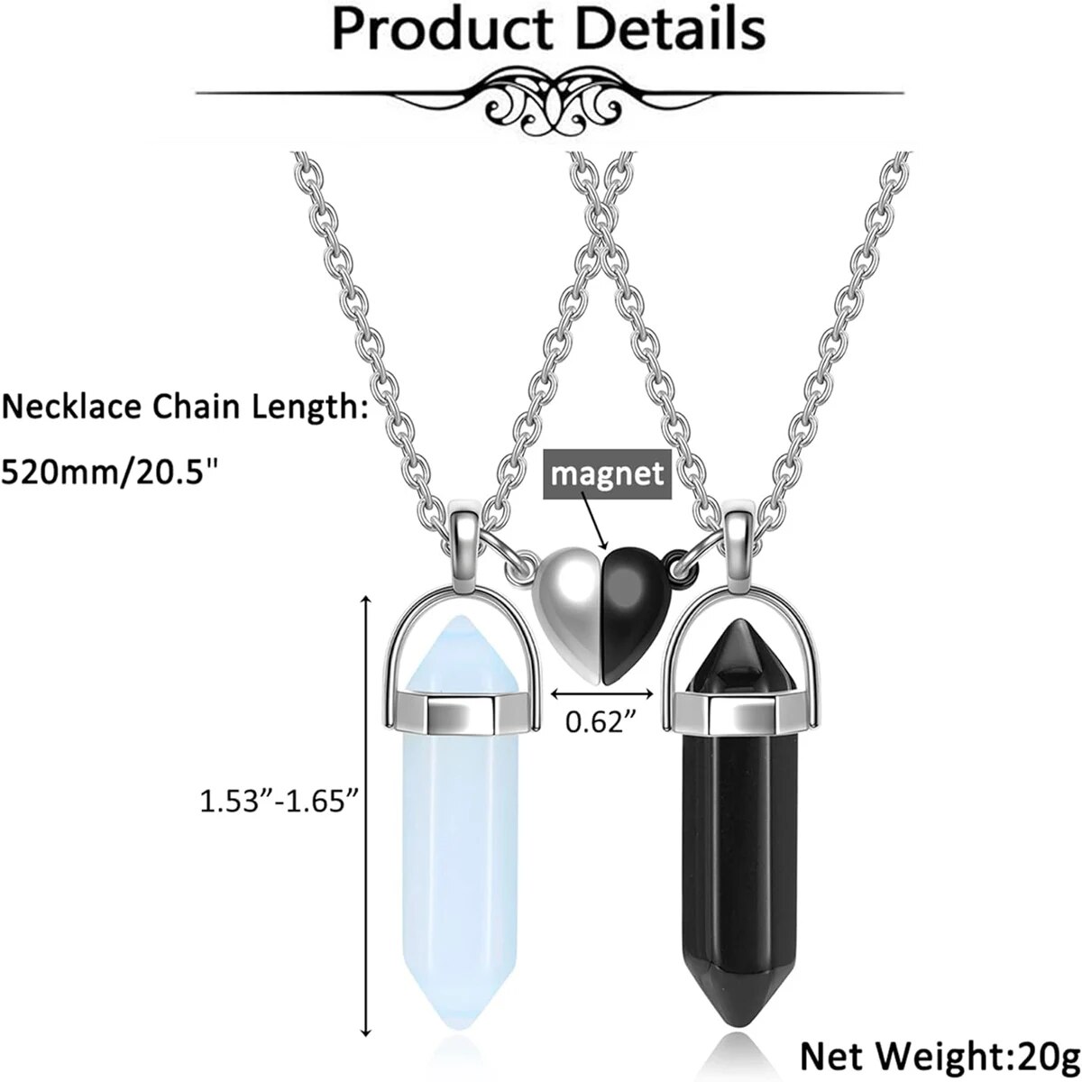 크리스탈 우정 커플 목걸이 (여성용, 남성용) 하트 참 - Magnetic Couple Matching Necklaces 리뷰 및 가격
