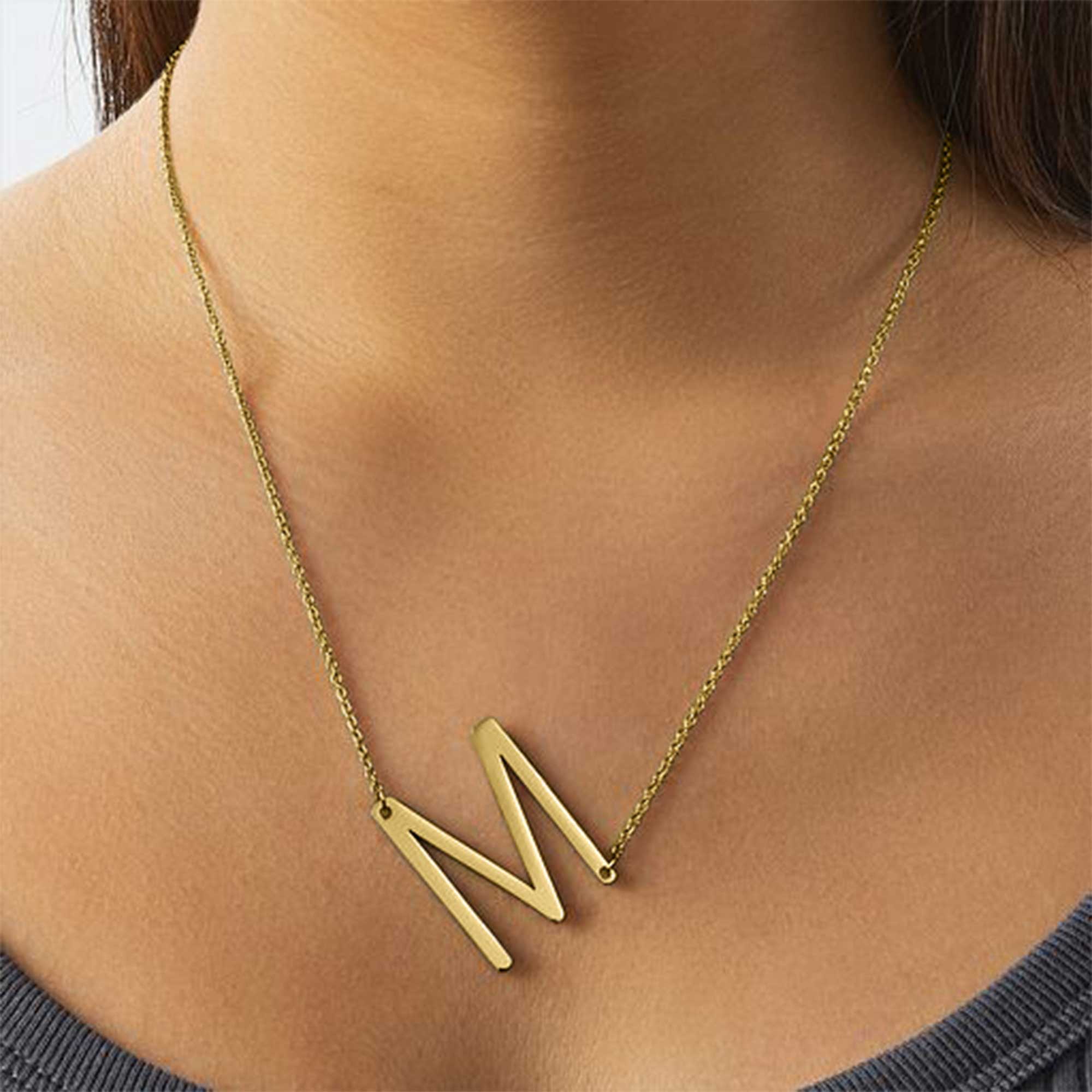 스테인레스 스틸 18K 금도금 펜던트 목걸이, 맞춤형  - Initial Letter Necklace 18K Gold 리뷰 및 가격