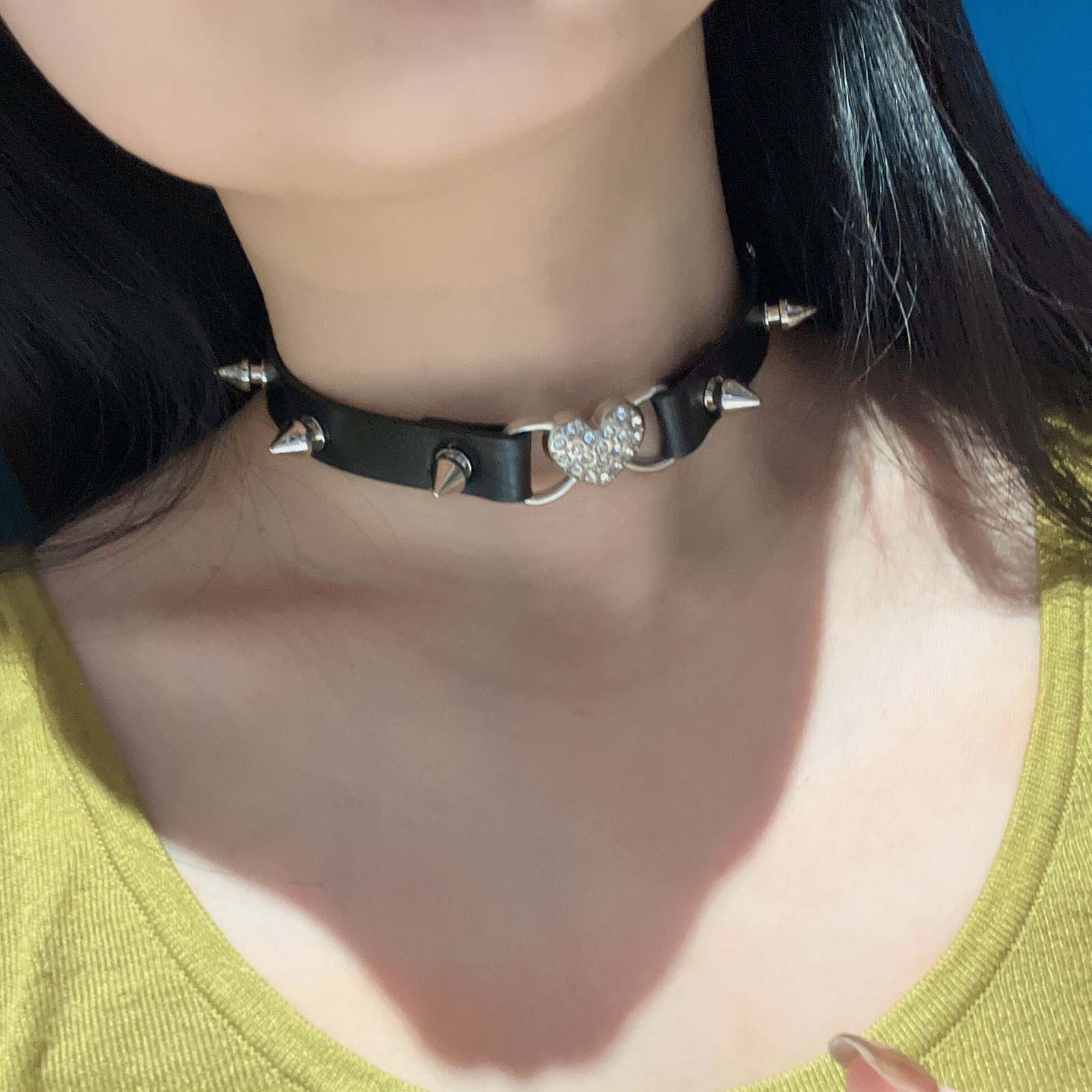 고스 하트 칼라 블랙 초커 목걸이 여성용 스파이크 초커 - Goth Punk Spike Choker 리뷰 및 가격