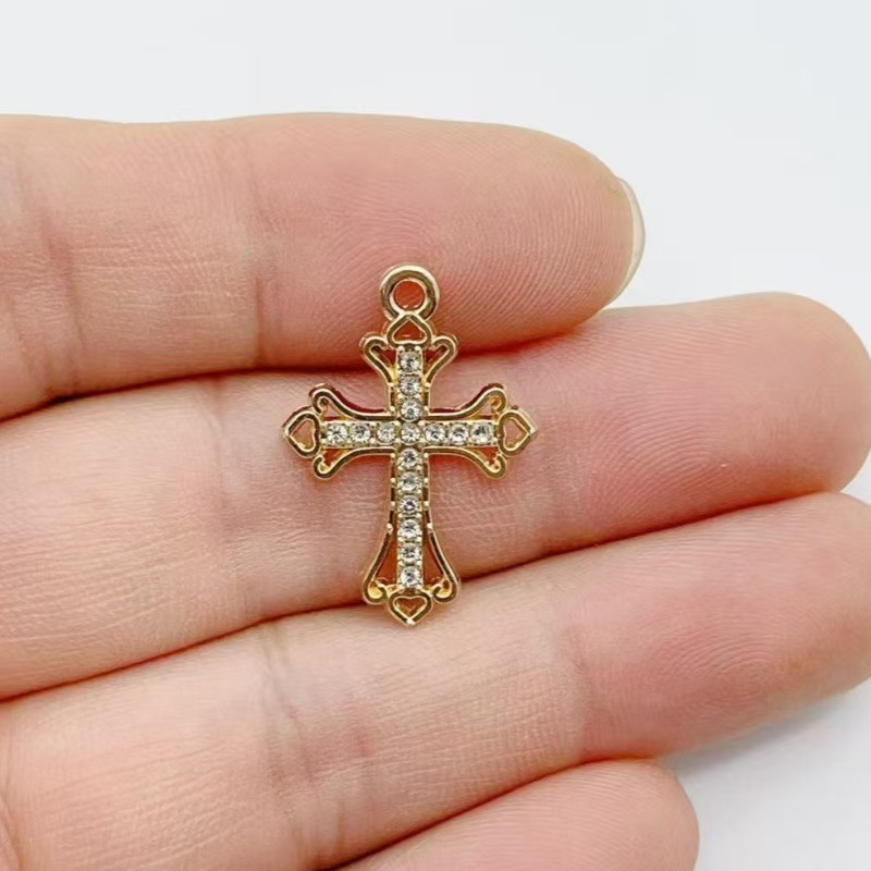 10개 다이아몬드 장식 골드 십자가 합금 펜던트 사랑의 - Cross Pendant Necklace Gold 리뷰 및 가격