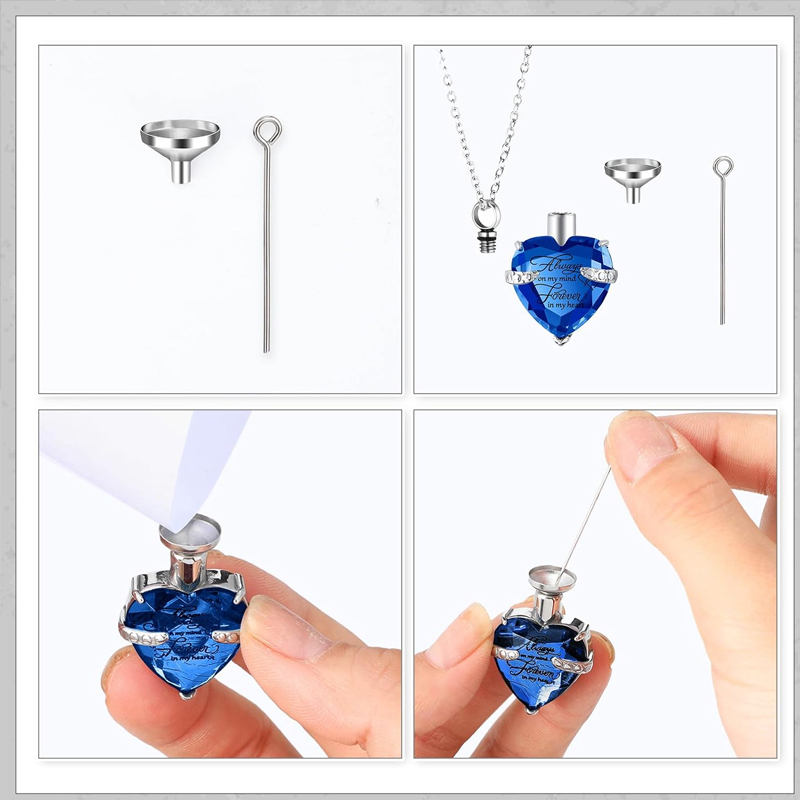3가지 스타일의 유골 목걸이, 사랑하는 사람의 유골을  - Heart Locket Necklace Photo 리뷰 및 가격