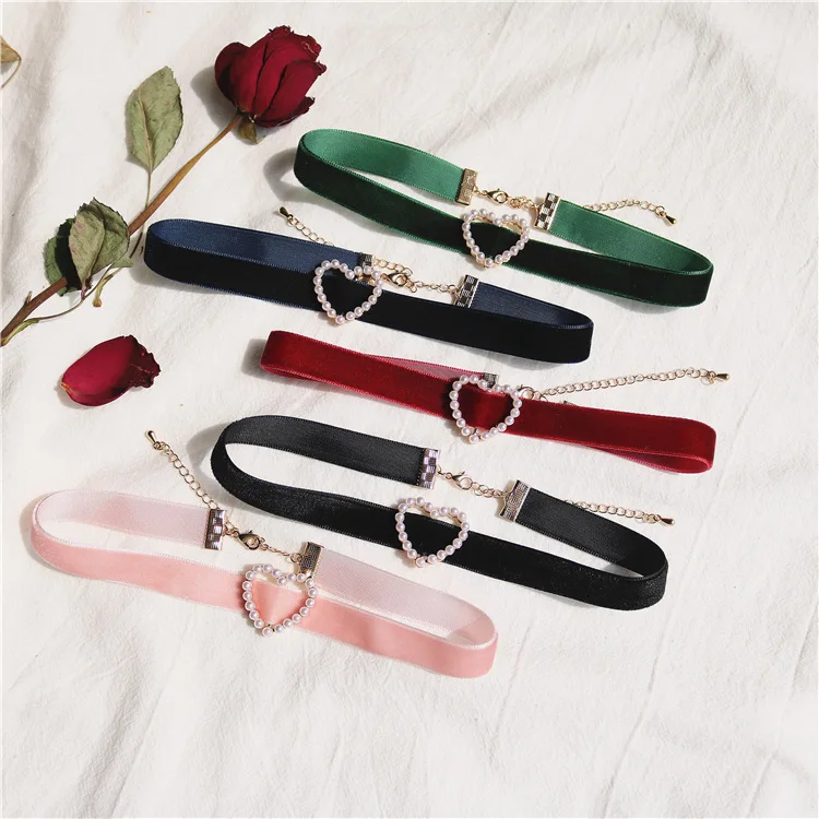 여자를위한 빈티지 진주 벨벳 초커 목걸이 여자 귀여운  - Pearl Choker Necklace Vintage 리뷰 및 가격