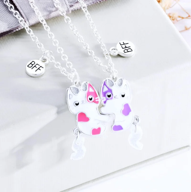 2개 세트 베스트 프렌드 펜던트 선물 자석 매칭 고양이 - Magnetic Couple Matching Necklaces 리뷰 및 가격