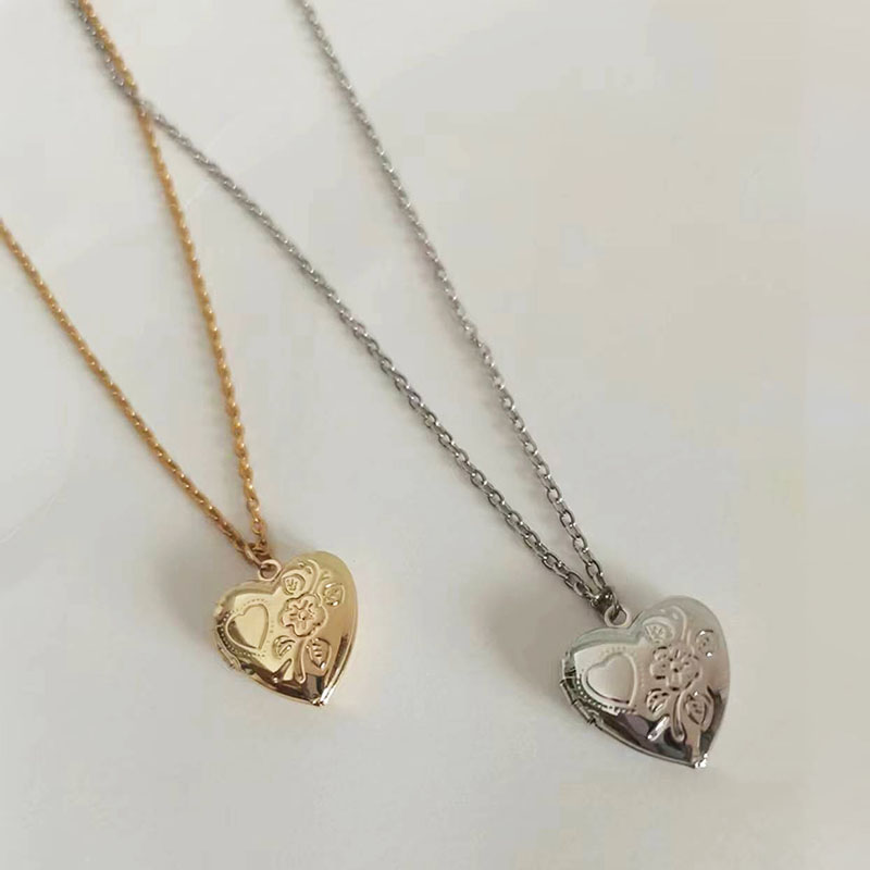 1pc 작은 심장 14mm 사진 프레임 펜던트 새겨진  - Heart Locket Necklace Photo 리뷰 및 가격