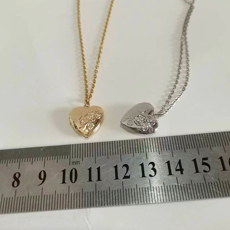 1pc 작은 심장 14mm 사진 프레임 펜던트 새겨진  - Heart Locket Necklace Photo 리뷰 및 가격